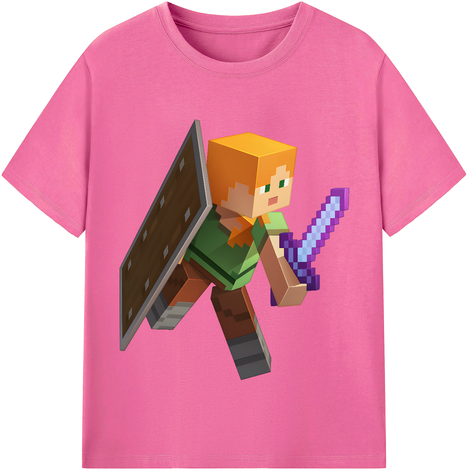 （画像用） マインクラフト ブロックの世界 Minecraft MC Block world レディースカジュアルプリントTシャツ（綿100％）